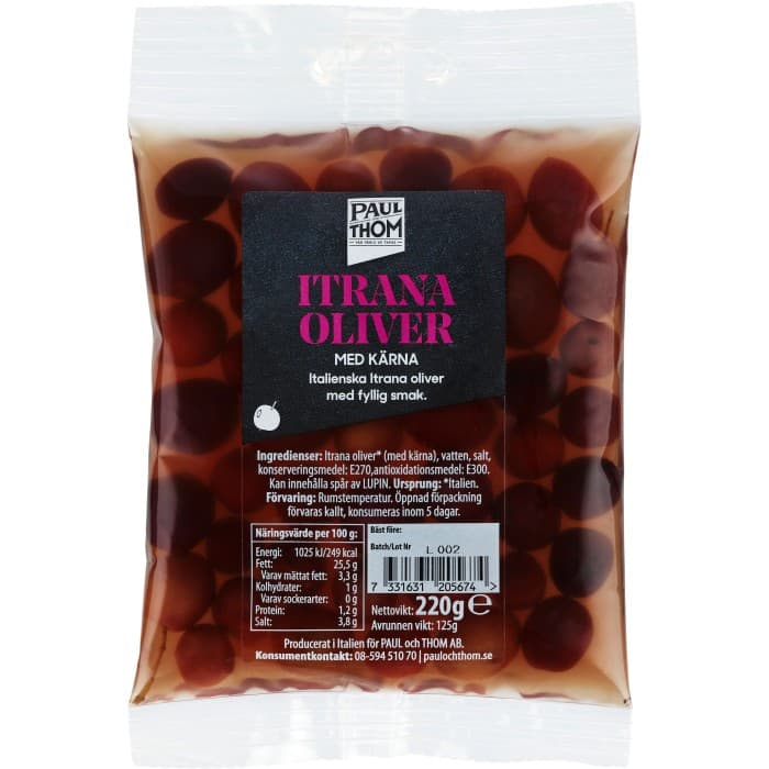 Paul & Thom Itrana Oliver med Kärna 220g från Paul och Thom – köp hos Delitea