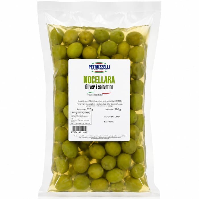 Petrozzelli Nocellara Oliver 825g – 89 kr – hos Delitea
