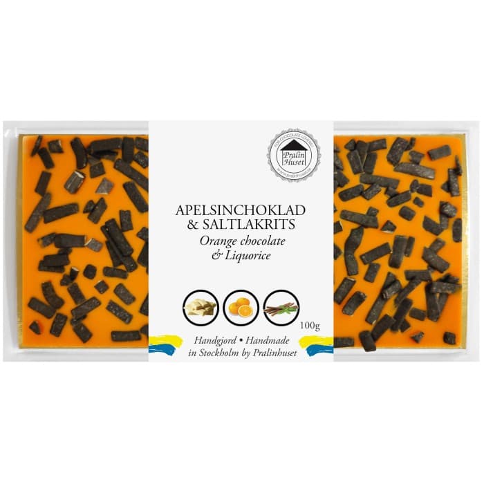 Pralinhuset Apelsinchoklad Saltlakrits 100g – från Pralinhuset – 99 kr – hos Delitea