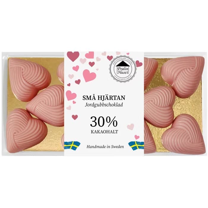 Pralinhuset Chokladhjärtan Jordgubb 100g – från Pralinhuset – 89 kr – hos Delitea