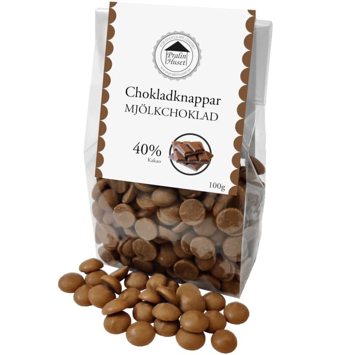 Pralinhuset Chokladknappar 40% Mjölkchoklad 100g