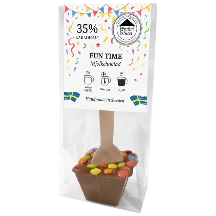 Pralinhuset Drickchoklad 35% Mjölkchoklad Fun Time 50g från Pralinhuset – köp hos Delitea