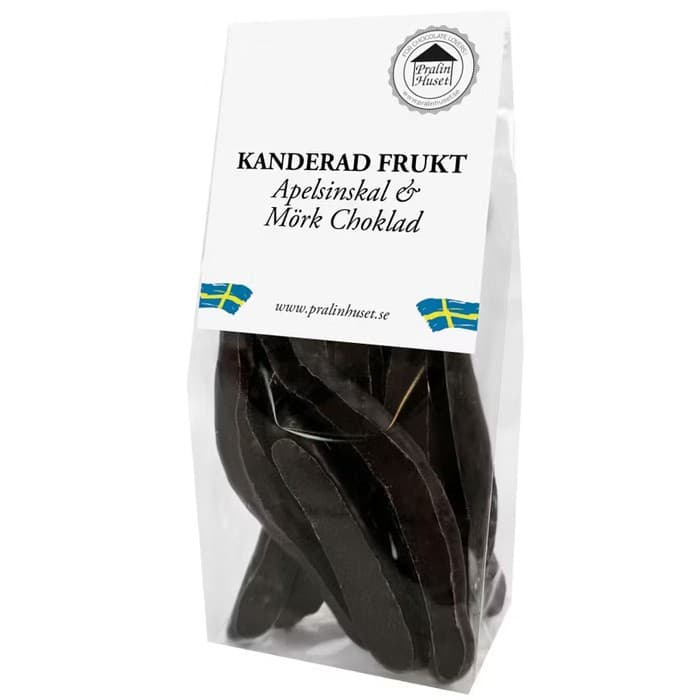 Pralinhuset Syltade Apelsinskal Mörk Choklad 100g – från Pralinhuset – 113 kr – hos Delitea