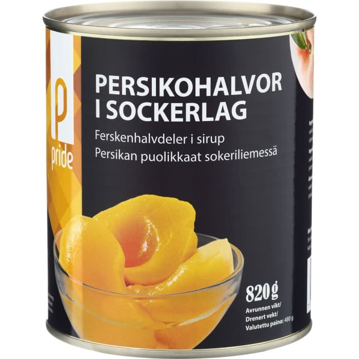 Pride Persikohalvor i Lätt Sockerlag 820g