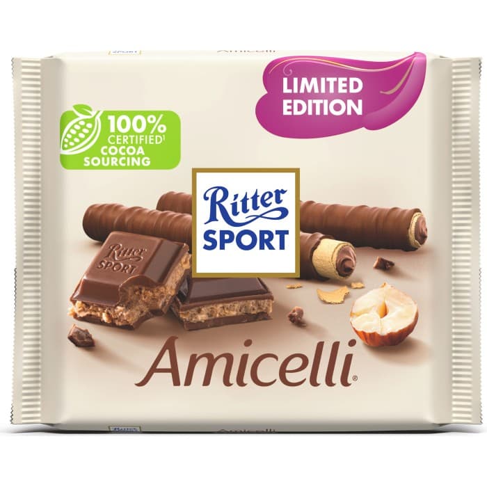 Ritter Sport Amicelli Choklad 100g – från Ritter Sport – 35 kr – hos Delitea