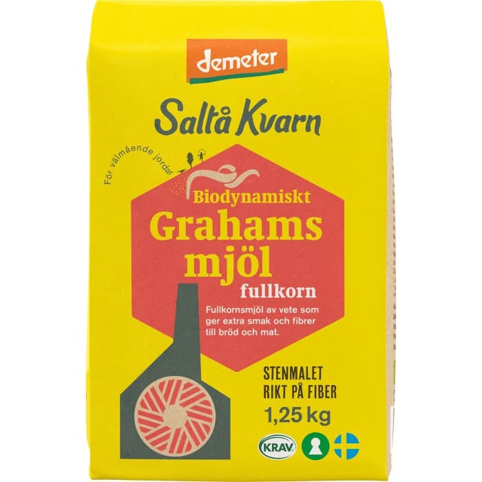Saltå Kvarn Biodynamiskt Grahamsmjöl 1.25kg – från Saltå Kvarn – 42 kr – hos Delitea