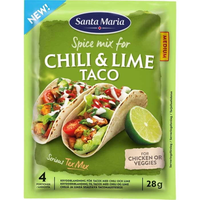 Santa Maria Chili & Lime Taco Spice Mix 28g – från Santa Maria – 16 kr – hos Delitea