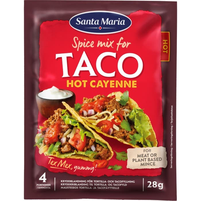 Santa Maria Taco Spice Mix Hot Cayenne 28g – från Santa Maria – 15 kr – hos Delitea