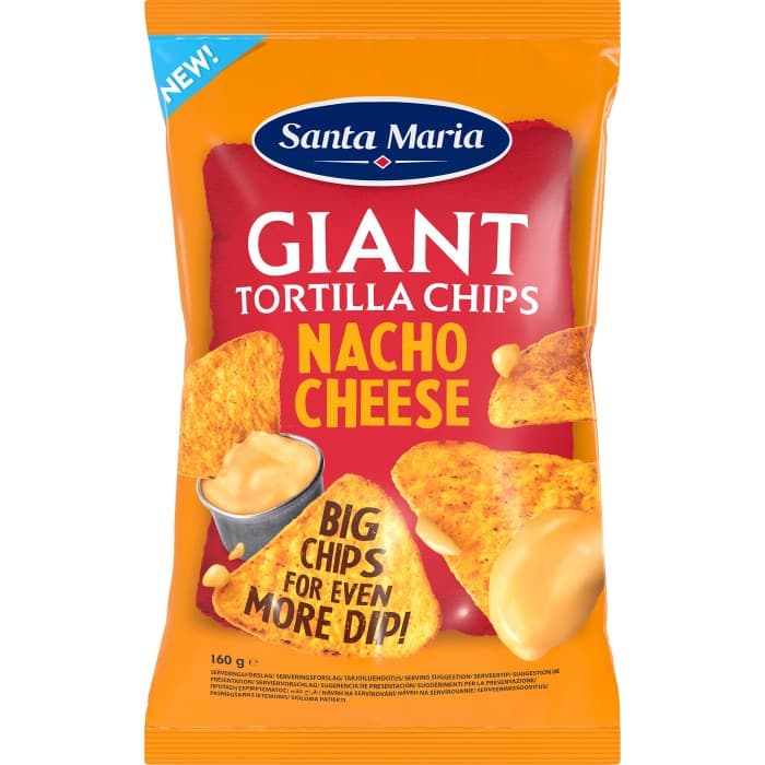 Santa Maria Tortillachips Giant Nacho Cheese 160g – från Santa Maria – 23 kr – hos Delitea