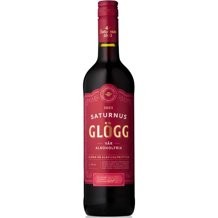 Saturnus Glögg Röd Alkoholfri Glögg Glas 75cl