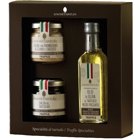 Savini Tartufi Presentset ""La Chicca"" Svart tryffelolja, Tryffel Salsa & Parmesankräm med Tryffel