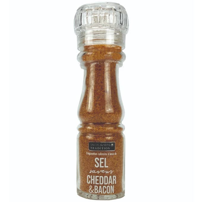 Savor & Sens Havssalt, Cheddar & Bacon i Kvarn 145g – från Savor & Sens – 89 kr – hos Delitea