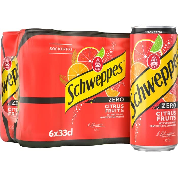 Schweppes Citrus Fruit Zero Drinkmix Burk 6x33cl – från Schweppes – 75 kr – hos Delitea