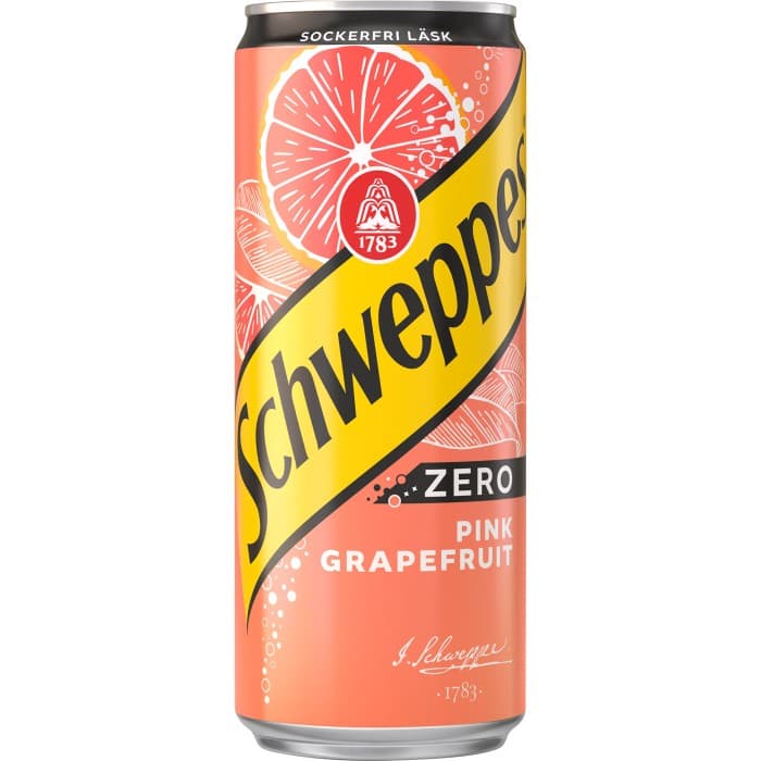 Schweppes Pink Grape Tonic Zero Drinkmix Burk 33cl – från Schweppes – 13 kr – hos Delitea