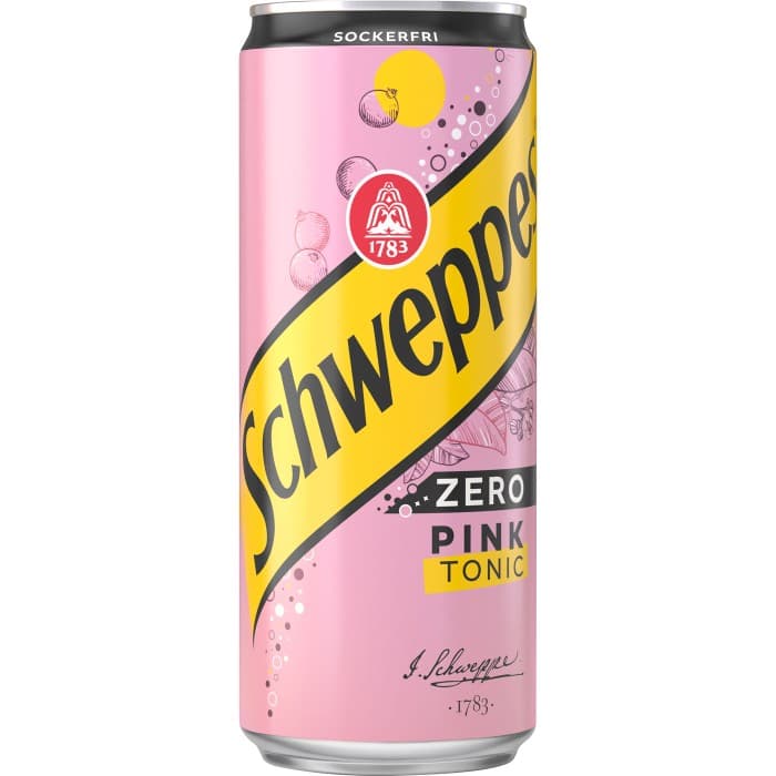 Schweppes Pink Tonic Zero Drinkmix Burk 33cl – från Schweppes – 14 kr – hos Delitea