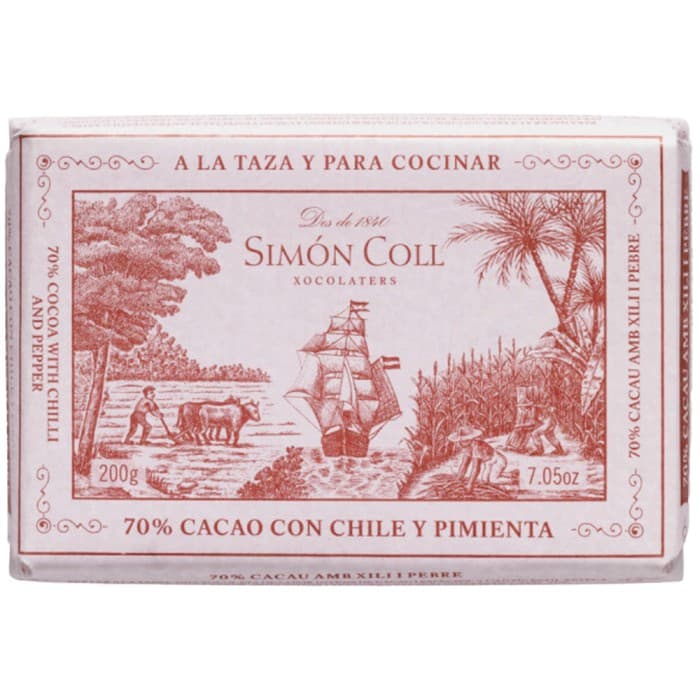 Simón Coll Drickchoklad 70% Kakao Chili & Peppar 200g – från Simón Coll – 80 kr – hos Delitea