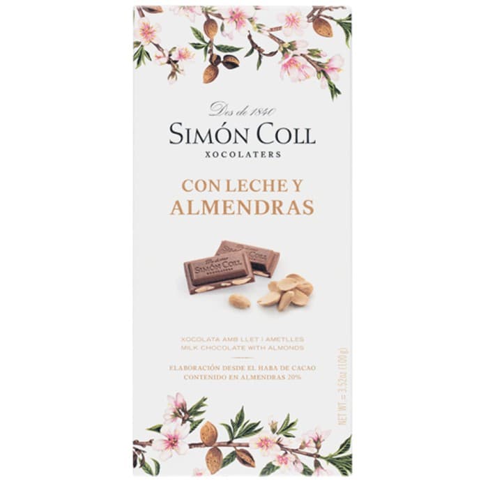 Simón Coll Mjölkchoklad 32% med Hel Mandel 100g – från Simón Coll – 56 kr – hos Delitea