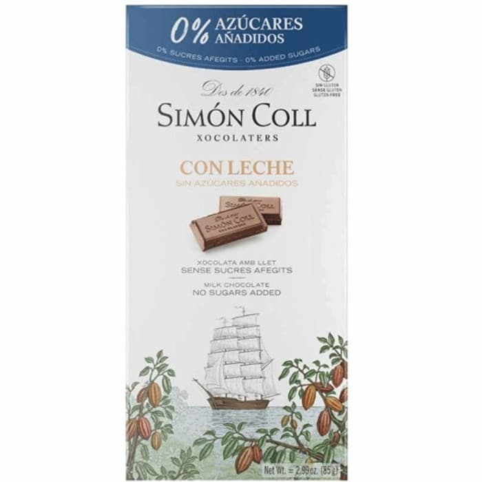 Simón Coll Mjölkchoklad 34% Utan Tillsatt Socker 85g – från Simón Coll – 49 kr – hos Delitea
