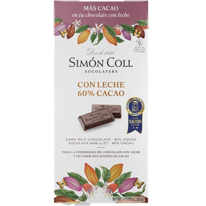 Simón Coll Mjölkchoklad 60% 85g – från Simón Coll – 49 kr – hos Delitea