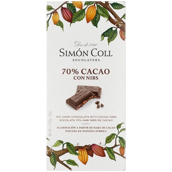 Simón Coll Mörk Choklad 70% Kakaonibs 85g – från Simón Coll – 52 kr – hos Delitea