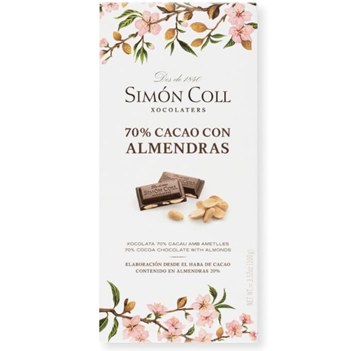 Simón Coll 70% Mörk Choklad Hel Mandel 100g – från Simón Coll – 56 kr – hos Delitea