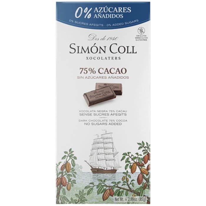 Simón Coll Mörk Choklad 75% Utan Tillsatt Socker 85g – från Simón Coll – 49 kr – hos Delitea