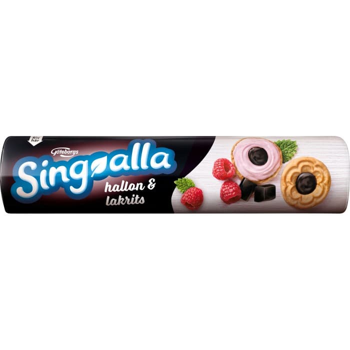 Singoalla Hallon Lakrits 190g – från Göteborgs Kex – 30 kr – hos Delitea