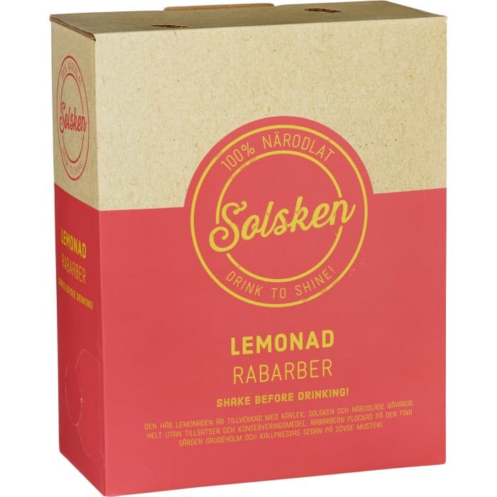 Solsken Lemonad Rabarber BiB 3L – från Solsken – 169 kr – hos Delitea