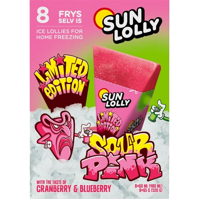 Sun Lolly Limited Edition Sour Pink 8st – från Sun Lolly – 37 kr – hos Delitea