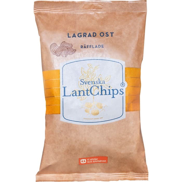 Svenska LantChips Lagrad Ost Räfflade Chips 200g – från Svenska LantChips – 27 kr – hos Delitea