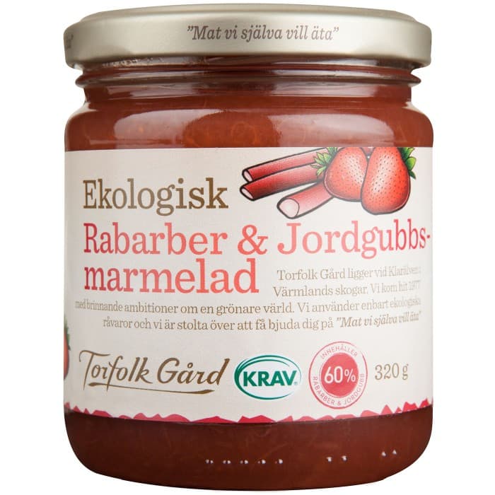 Torfolk Gård Rabarber & Jordgubbsmarmelad 320g – från Torfolk Gård – 39 kr – hos Delitea