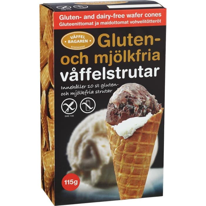 Våffelbagaren Glutenfria Våffelstrutar 10st – från Våffelbagaren – 22 kr – hos Delitea