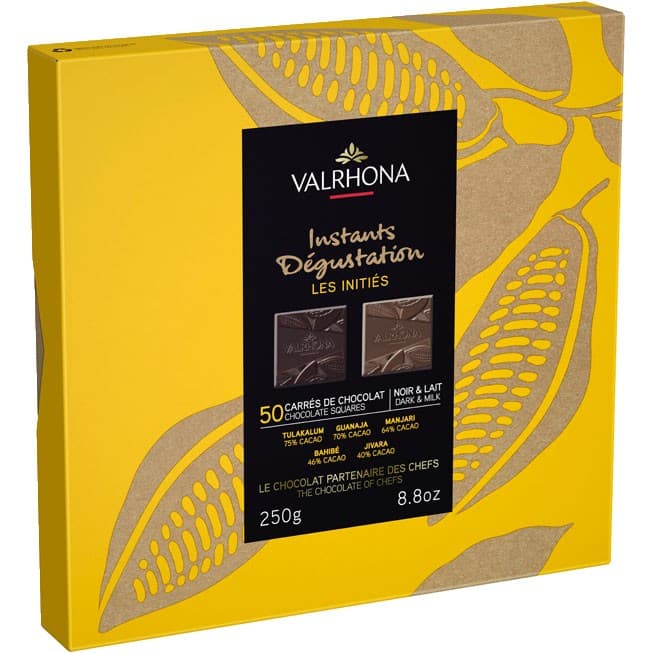 Valrhona Presentask Instants Dégustation Dark Milk 50-bit 250g – från Valrhona – 399 kr – hos Delitea