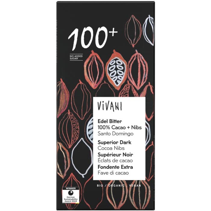 Vivani Mörk Choklad 100% Nibs EKO 80g – från Vivani – 63 kr – hos Delitea