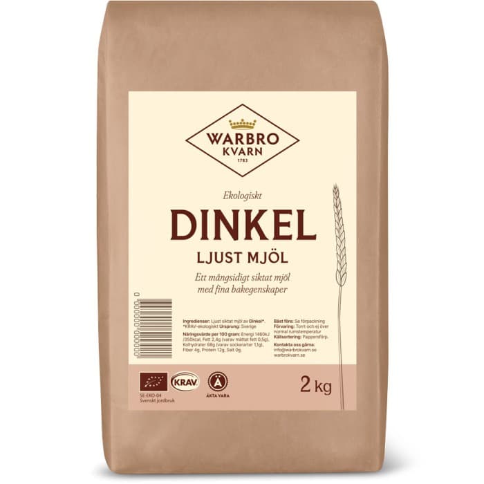 Warbro Kvarn Dinkel Ljust 2kg från Warbro Kvarn – köp hos Delitea