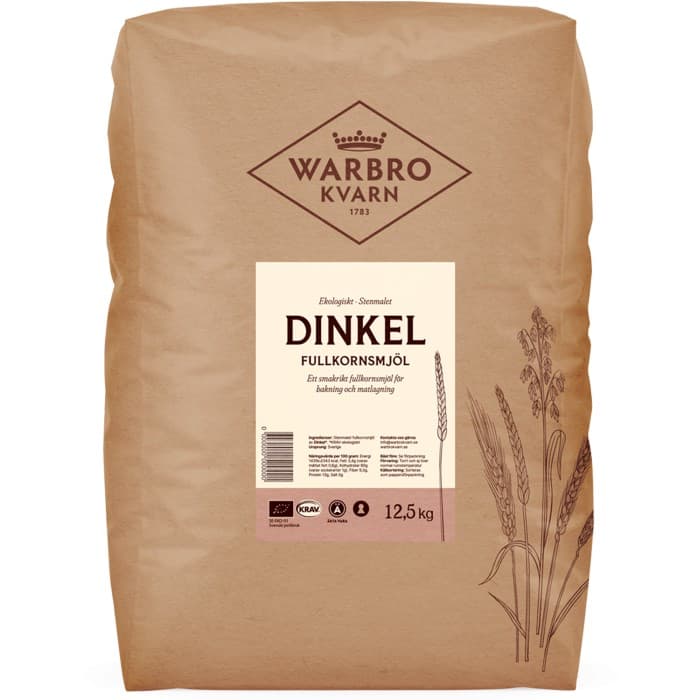 Warbro Kvarn Dinkelmjöl Fullkorn 12,5kg – från Warbro Kvarn – 472 kr – hos Delitea