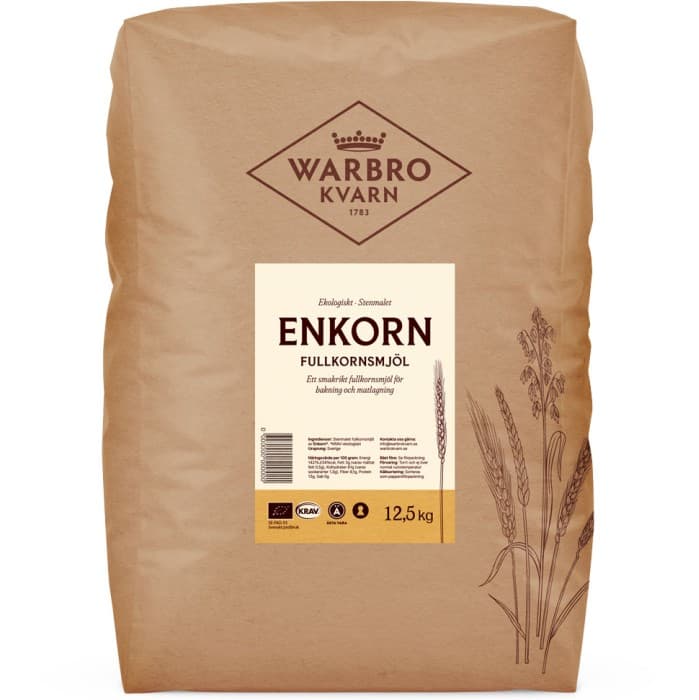 Warbro Kvarn Enkorn Fullkornsmjöl 12,5kg från Warbro Kvarn – köp hos Delitea