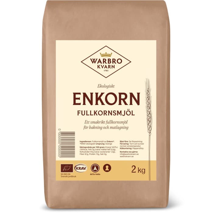 Warbro Kvarn Enkorn Fullkornsmjöl 2kg från Warbro Kvarn – köp hos Delitea