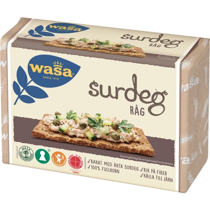 Wasa Surdeg Råg Knäckebröd 305g från Wasa – köp hos Delitea