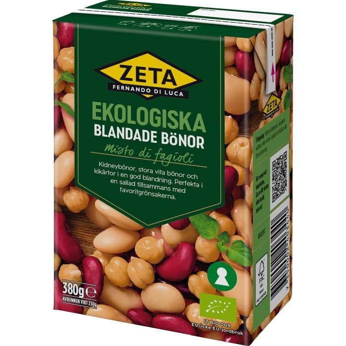 Zeta Ekologiska Blandade Bönor 380g – från Zeta – 19 kr – hos Delitea