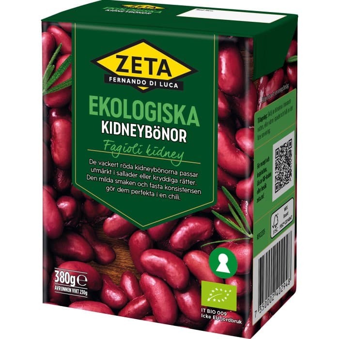Zeta Kidneybönor Ekologiska 380g – från Zeta – 19 kr – hos Delitea