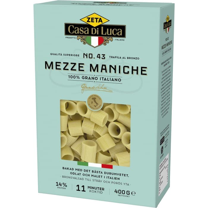 Zeta Pasta Mezze Maniche no 43 400g – från Zeta – 21 kr – hos Delitea