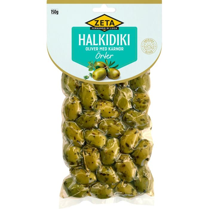 Zeta Örter Halkidiki Oliver med Kärnor 150g – från Zeta – 37 kr – hos Delitea