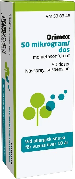 Orimox Orifarm Nässpray suspension 50 µg/dos 60 doser från Orifarm – köp hos Apotek Hjärtat