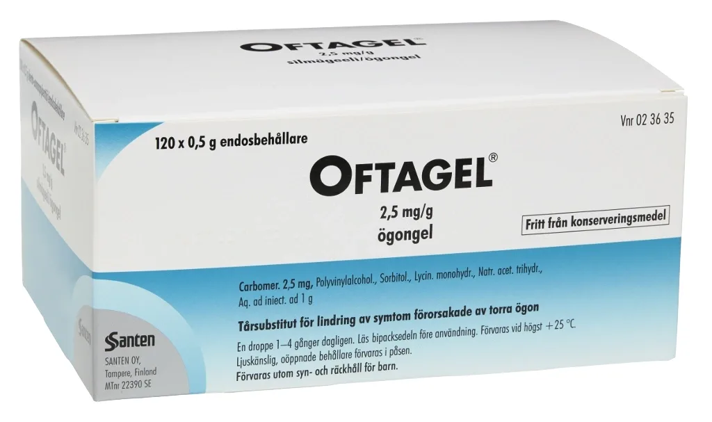 Oftagel ögongel i endosbehållare 2,5 mg/g 120 st från Oftagel – köp hos Apotek Hjärtat