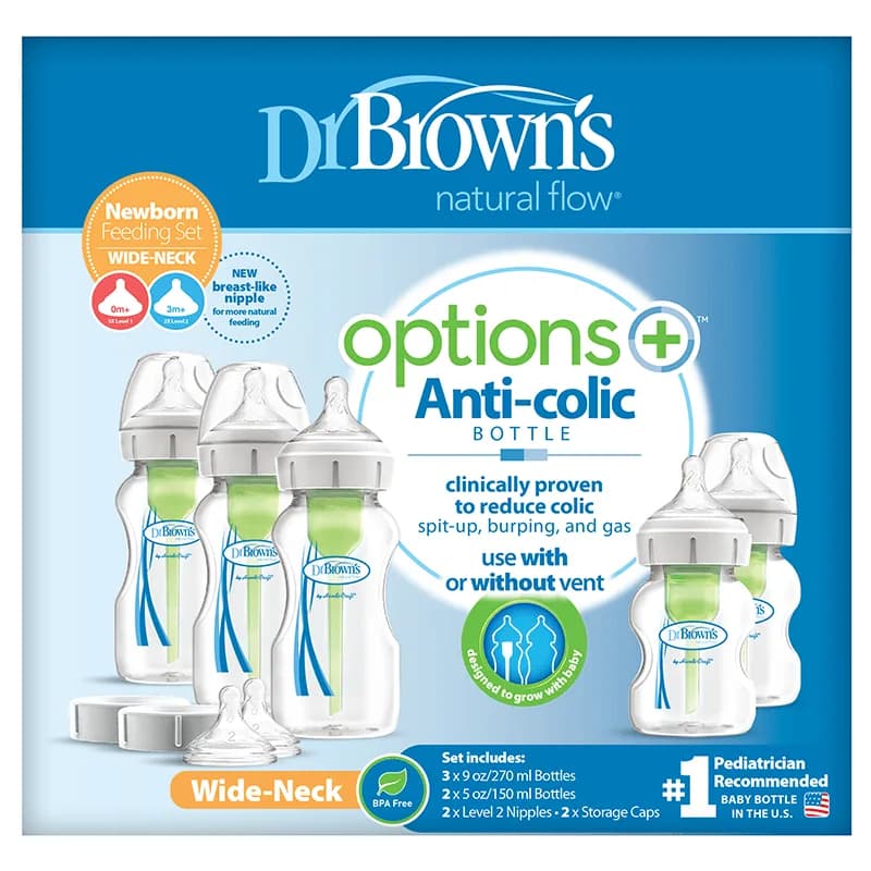 Dr. Brown's Options+ Nappflaska Bred Hals Startset Nyfödd från Dr. Brown's – köp hos Apotek Hjärtat