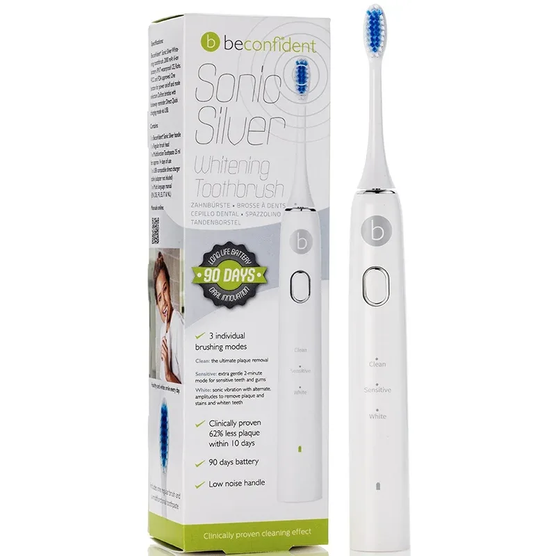 Beconfident Sonic Silver Toothbrush White/Silver från Beconfident – köp hos Apotek Hjärtat