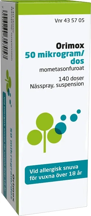Orimox Orifarm Nässpray suspension 50 µg/dos 140 doser från Orifarm – köp hos Apotek Hjärtat