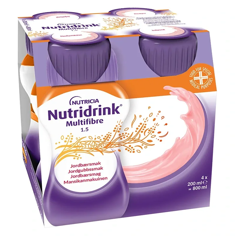 Nutridrink Multi Fibre Jordgubb 4x200ml från Nutridrink – köp hos Apotek Hjärtat