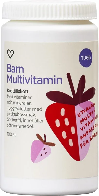 Hjärtats Barn Multivitamin tuggtablett med jordgubbsmak från Hjärtats – köp hos Apotek Hjärtat